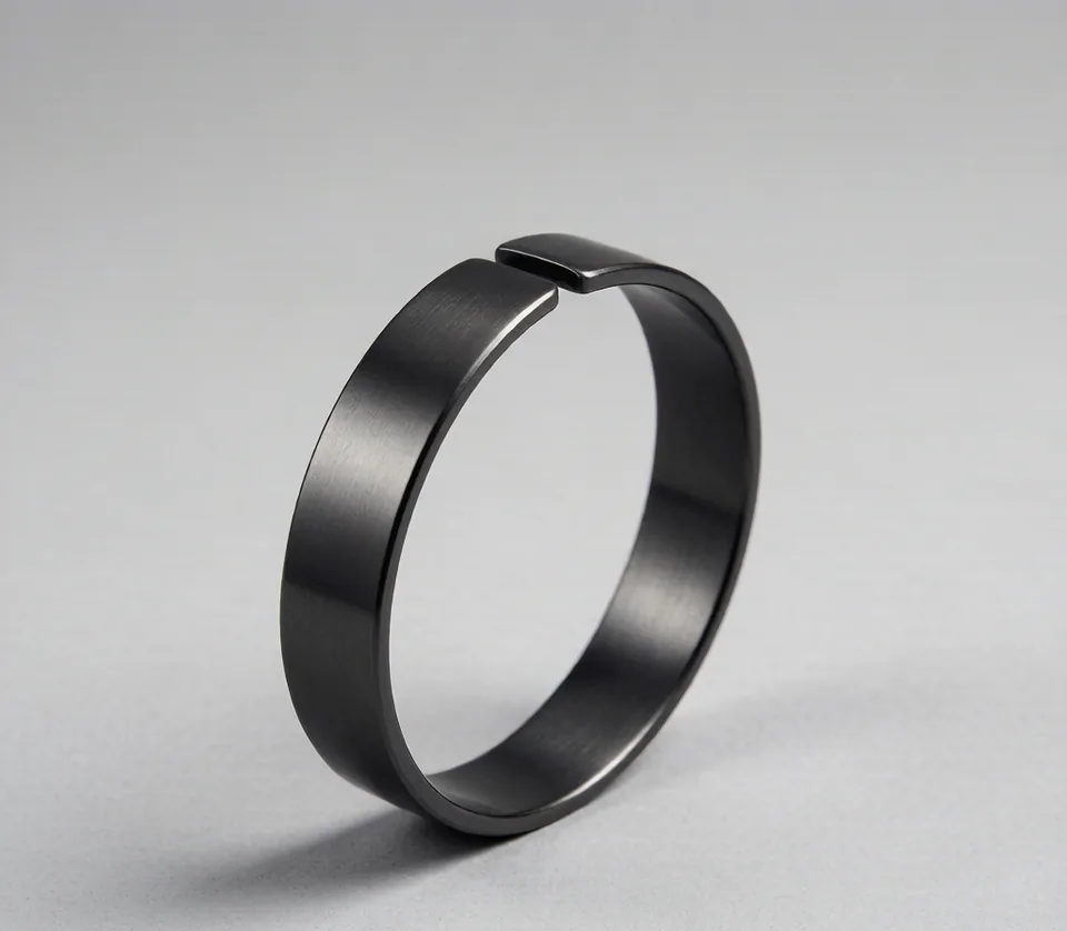 Gunmetal Cuff in 316L stainless steel, open-ended design