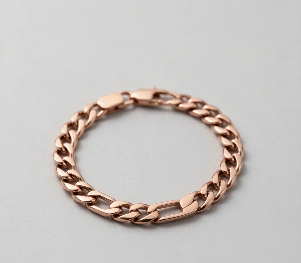 Rose gold Figaro chain bracelet — Bracelets