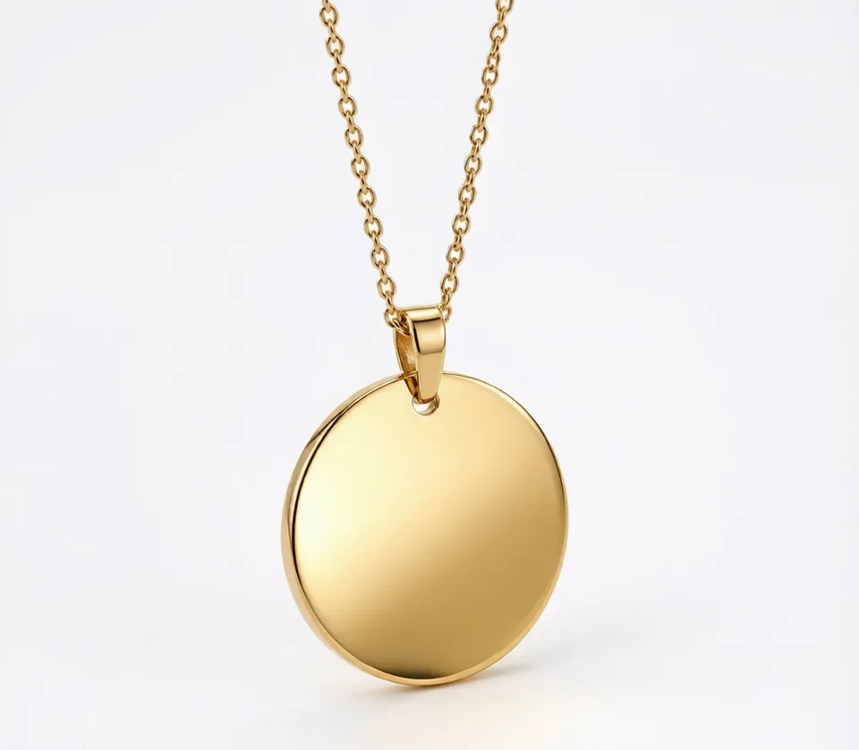 Gold Pendant Necklace in 316L stainless steel with 18K gold PVD finish