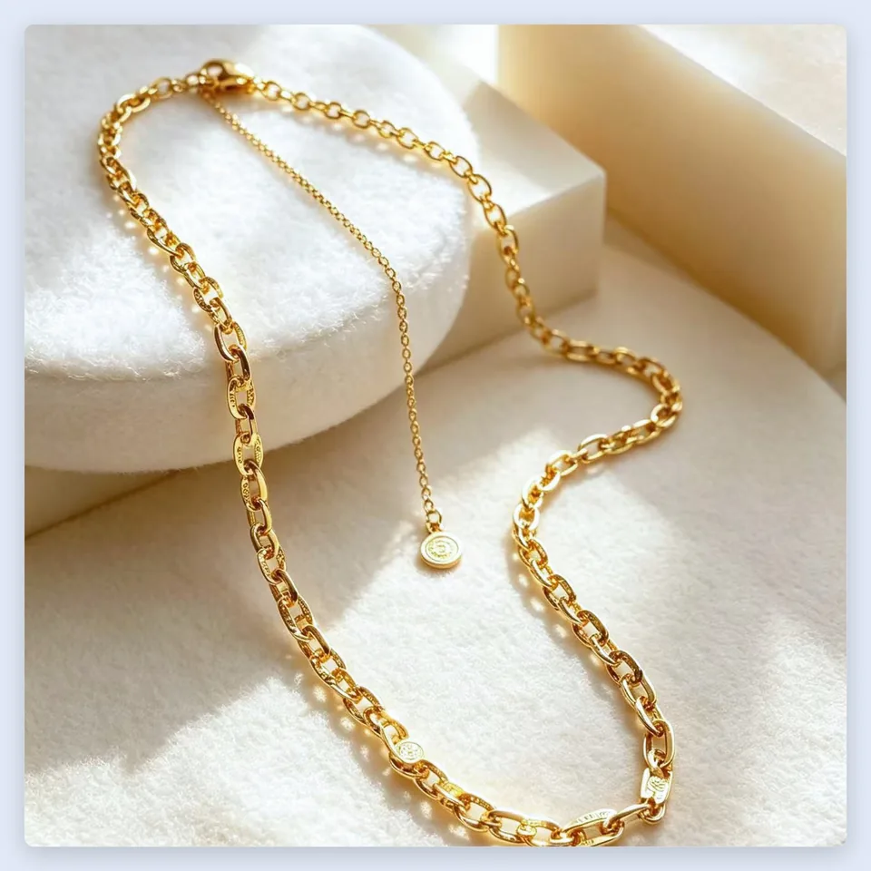 Polished Oval Link Sweater Chain in 316L stainless steel with 18K gold PVD finish