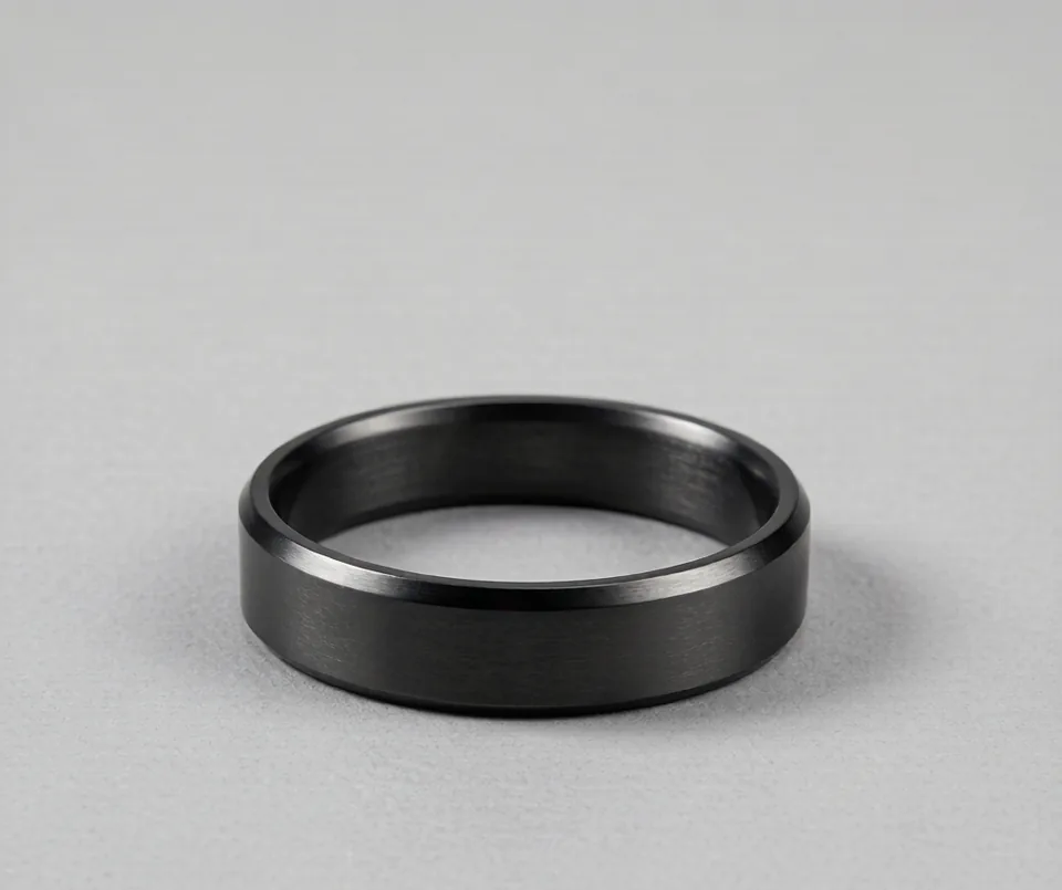 Gunmetal band ring, brushed finish — Rings