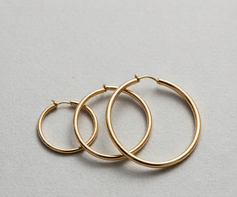 Gold hoop earrings in 18K gold PVD — Earrings